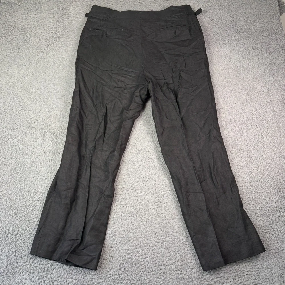 Suitsupply Linen Silk Duca SA Pants Mens 34x28 Black Pleated Side Adjusters